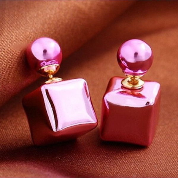 Серьги Розовые шарики-квадратики Dior