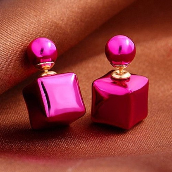Серьги Малиновые шарики-квадратики Dior