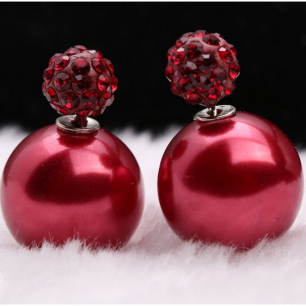 Серьги шарики Dior Роскошь красная малина