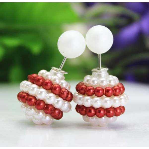 Серьги шарики Dior Ягодки клубники в полоску