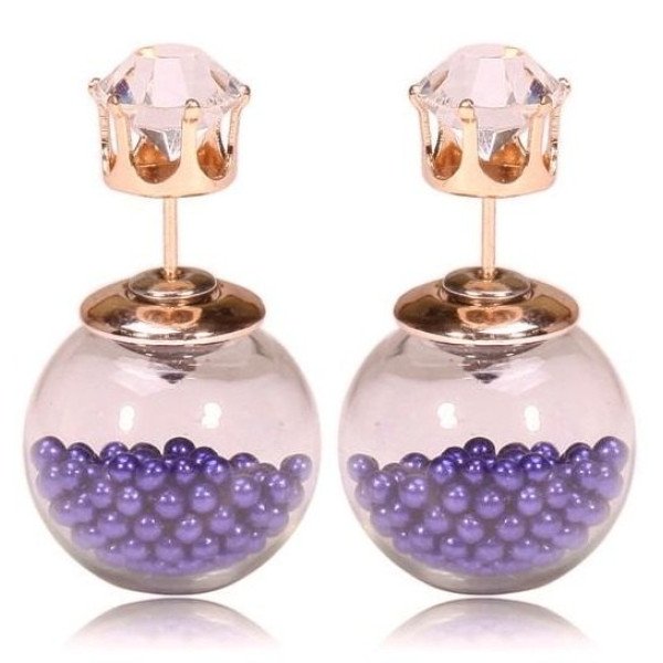 Серьги шарики Dior Surprise с цирконом fiolet