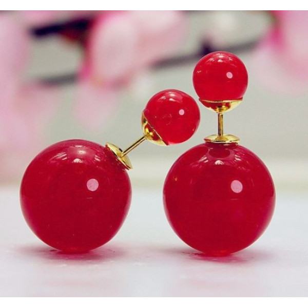 Серьги шарики Dior Красный глянец