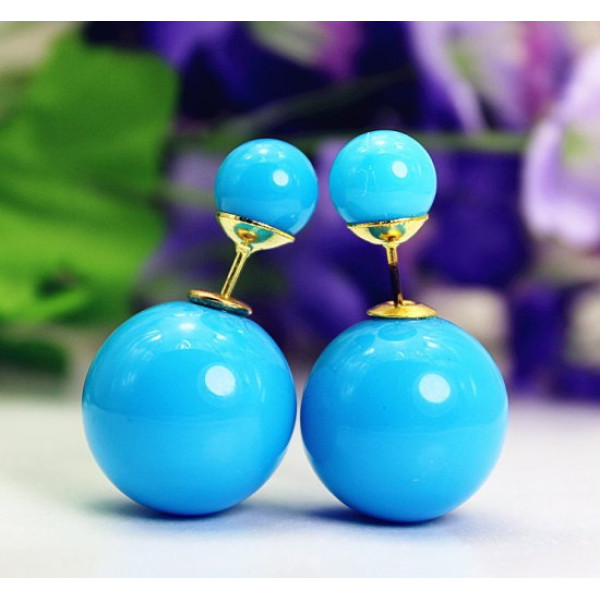 Серьги шарики Dior Голубой глянец