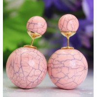 Серьги шарики Dior Бирюза розовые