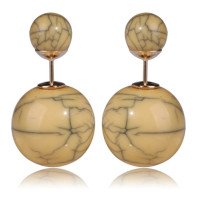 Серьги шарики Dior Бирюза желтые