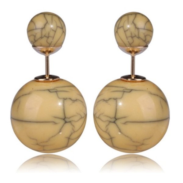 Серьги шарики Dior Бирюза желтые
