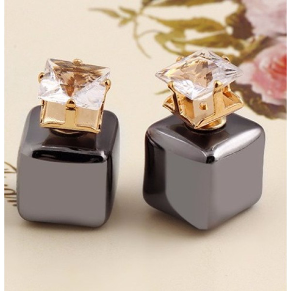 Серьги Серые шарики-квадратики Dior циркон