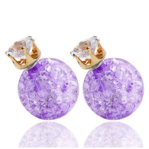 Серьги шарики Dior Магия с цирконом фиолет