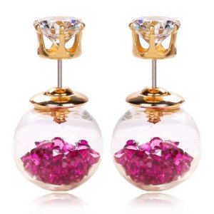 Серьги шарики Dior Нектар малиновый с цирконом