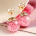 Серьги шарики Dior Surprise с цирконом розовые