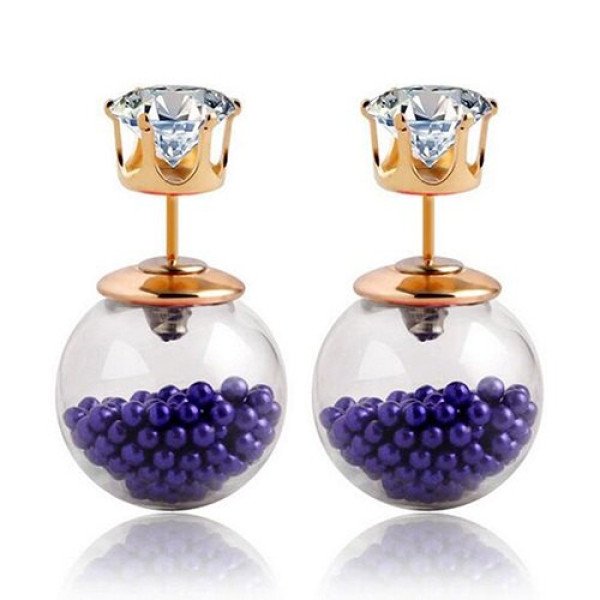 Серьги шарики Dior Surprise с цирконом синие