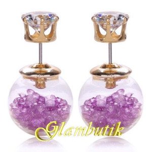 Серьги шарики сиреневые Dior Нектар с цирконом