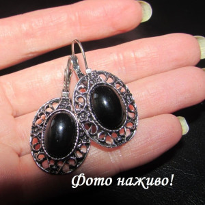 Черные винтажные серьги