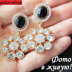 Серьги в стразах Делия