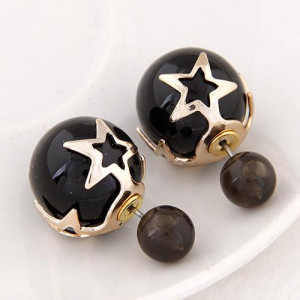 Серьги шарики Dior Звёзды с черным