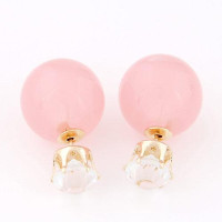 Серьги шарики Dior с цирконом Сью розовые