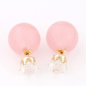 Серьги шарики Dior с цирконом Сью розовые