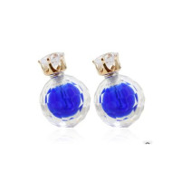 Серьги шарики Dior с цирконом Crystal синие