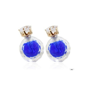 Серьги шарики Dior с цирконом Crystal синие
