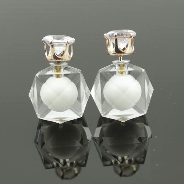 Серьги шарики Dior с цирконом Грани белые