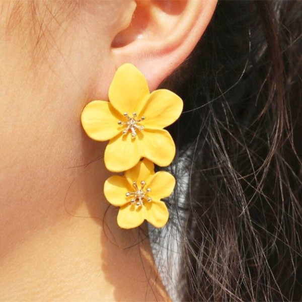 Великі жовті сережки Квіти – 4535