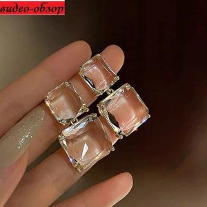 Прозрачные серьги Квадраты