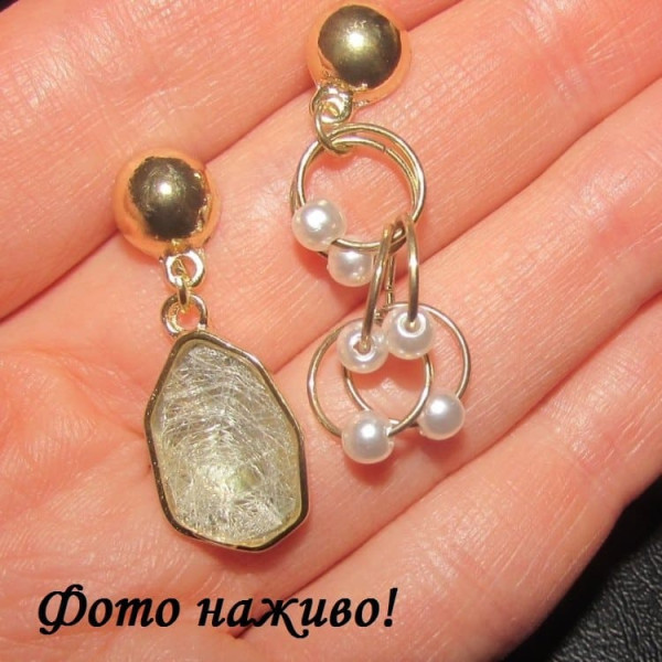 Разные серьги Кристалл и жемчужины – 5319
