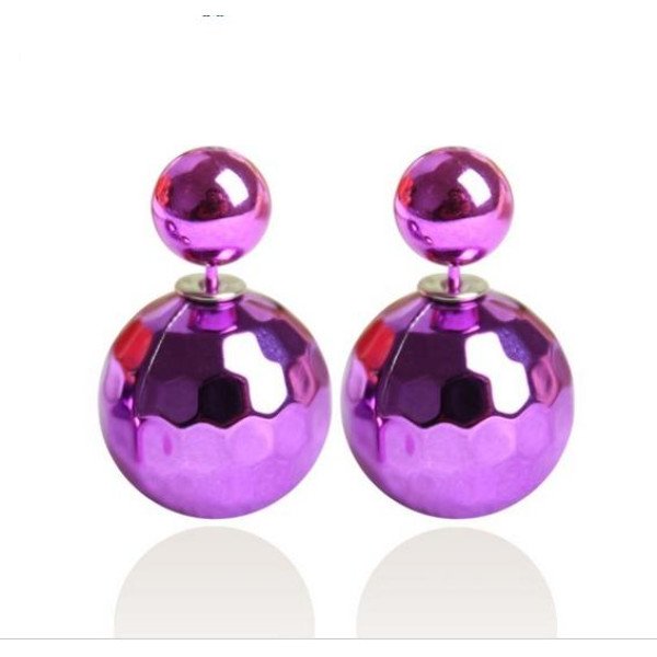 Серьги шарики Dior Диско фиолет 