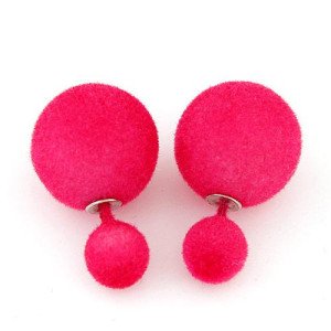 Серьги шарики Dior Малиновые пушинки