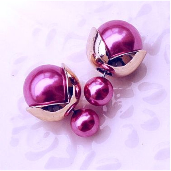 Серьги шарики Dior Цветок  с малиновым