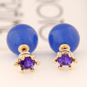 Серьги синие шарики Dior Магия с кристаллом