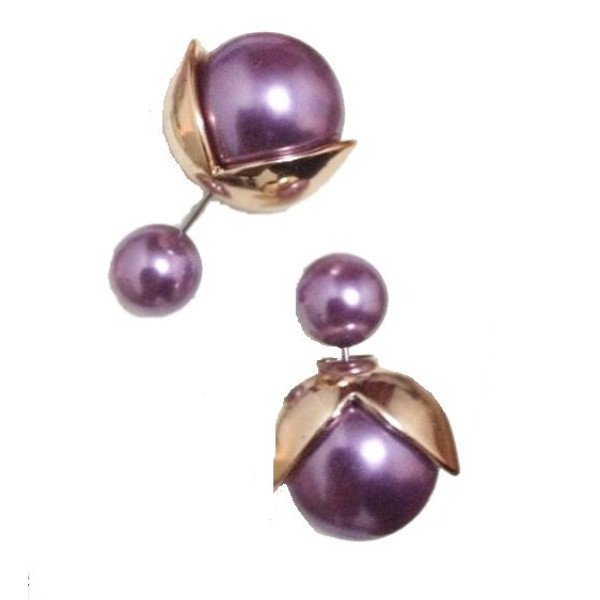 Серьги шарики Dior Цветок с сиреневым