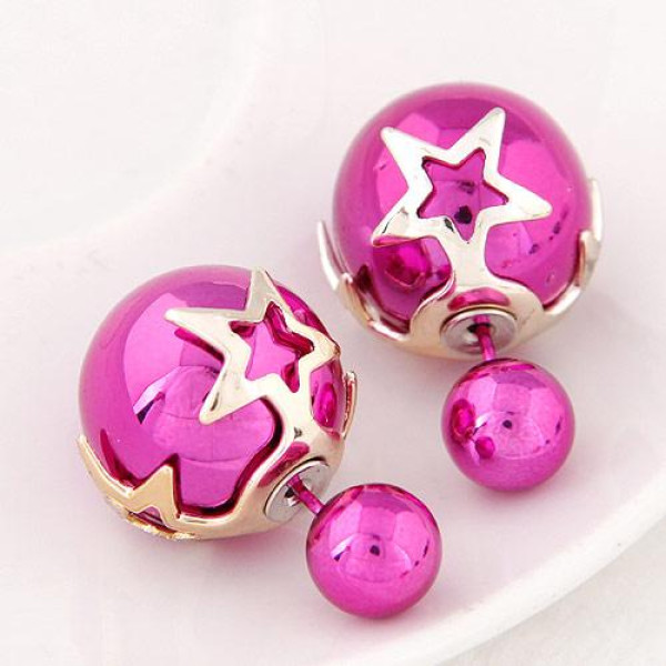 Серьги шарики Dior Звёзды с малиновым