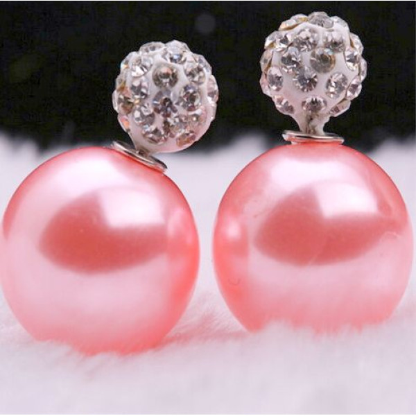 Серьги шарики Dior Роскошь розовая в белом – 8117