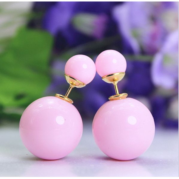 Серьги шарики Dior Нежно-розовый глянец