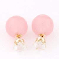 Серьги шарики Dior с цирконом Сью розовые