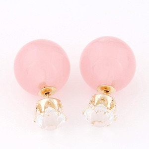 Серьги шарики Dior с цирконом Сью розовые