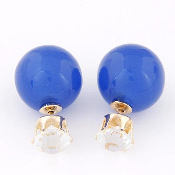 Серьги шарики Dior с цирконом Сью синие