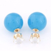 Серьги шарики Dior с цирконом Сью голубые