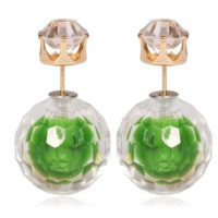 Серьги шарики Dior с цирконом Crystal зеленые