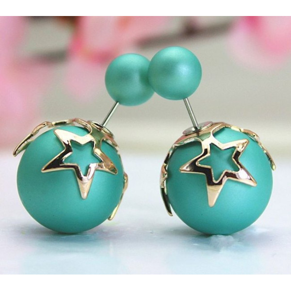 Серьги шарики Dior Звёзды в бирюзовом