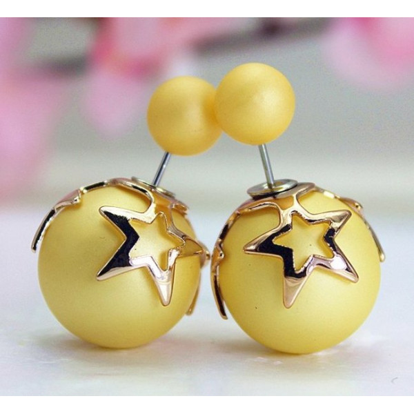 Серьги шарики Dior Звёзды в желтом