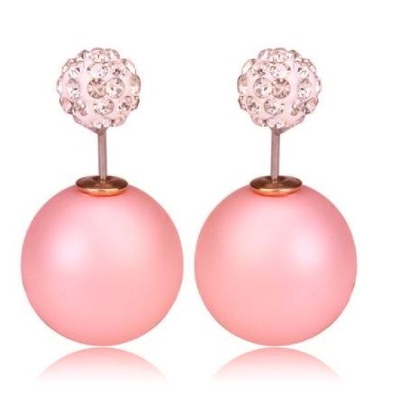 Серьги шарики Dior Роскошь розовая дымка в белом