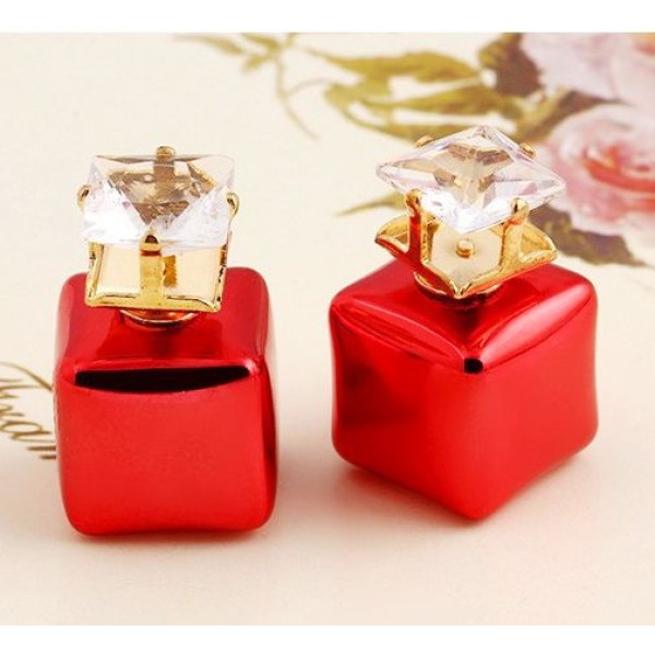Серьги Красные шарики-квадратики Dior циркон – 8187