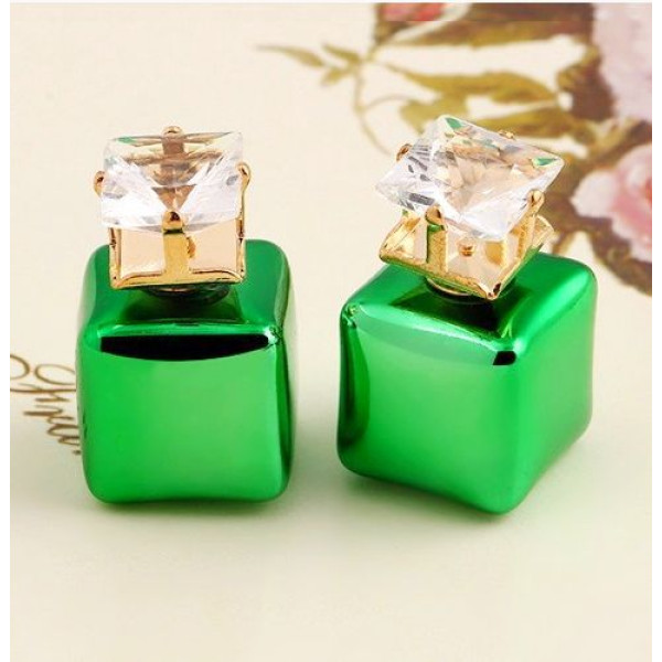 Серьги Зелёные шарики-квадратики Dior циркон