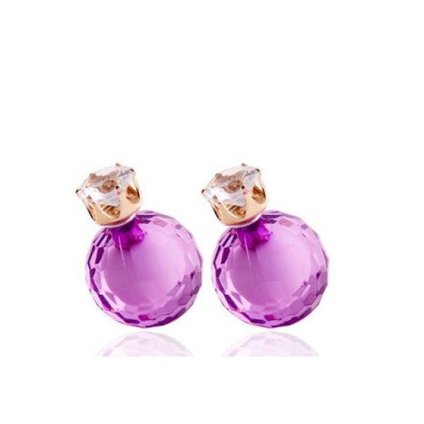 Серьги шарики Dior Сиена с цирконом фиолет