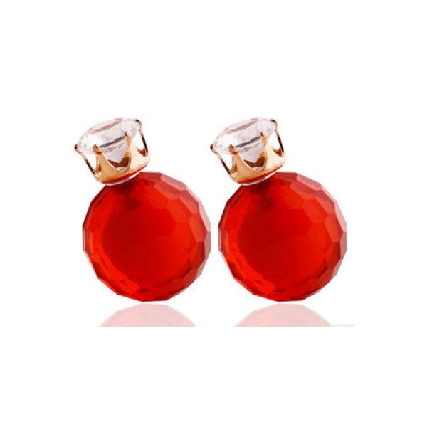 Серьги шарики Dior Сиена с цирконом красные