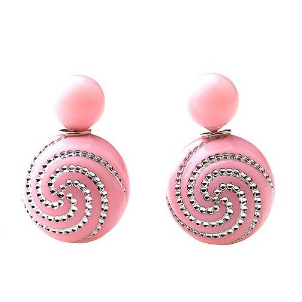 Серьги шарики Dior Спираль розовые