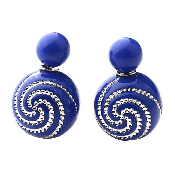 Серьги шарики Dior Спираль синие
