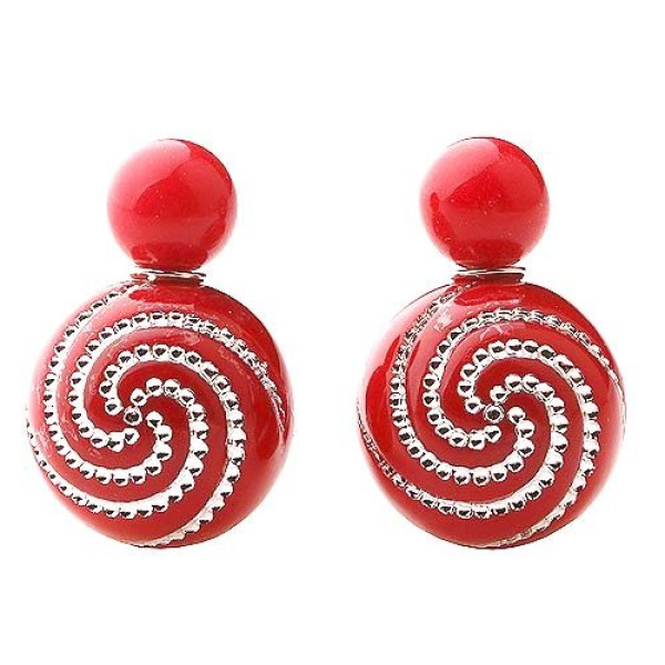Серьги шарики Dior Спираль красные